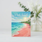 Roze Zanden Strand Bahama's Briefkaart (Staand voorkant)