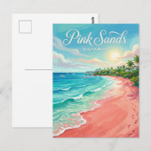 Roze Zanden Strand Bahama's Briefkaart (Voorkant / Achterkant)
