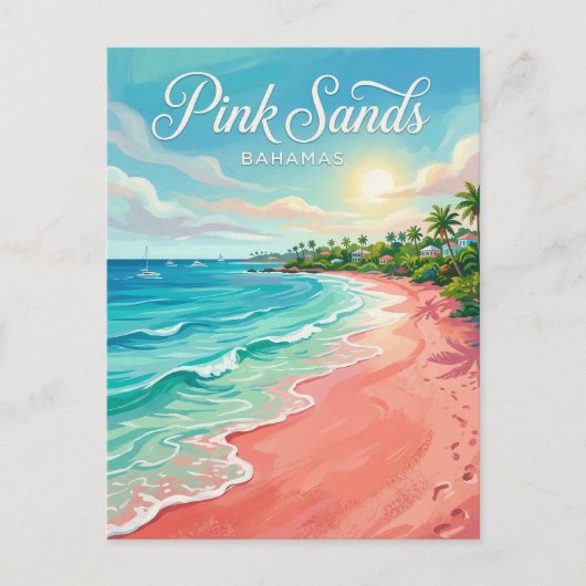 Roze Zanden Strand Bahama's Briefkaart (Voorkant)