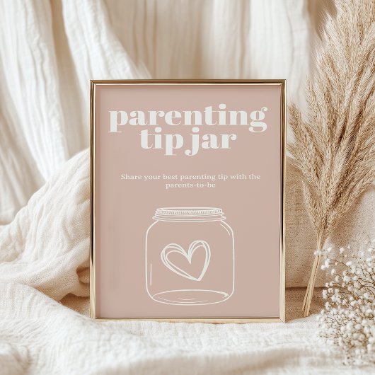 Roze zandsteen typografie baby ouder tip jar poster