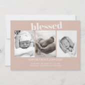 Roze zandsteen typografie baby shower aankondiging (Voorkant)