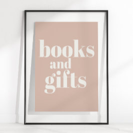 Roze zandsteen typografie baby shower boeken cadea poster