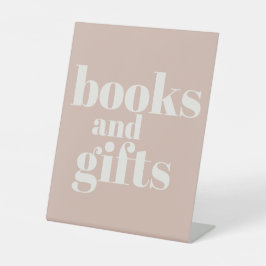 Roze zandsteen typografie baby shower boeken cadea reclamebord met voetstuk
