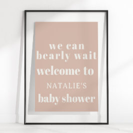 Roze zandsteen typografie baby shower bord poster