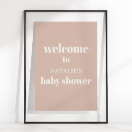 Roze zandsteen typografie baby shower bord poster