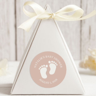 Roze zandsteen typografie baby shower ronde sticker