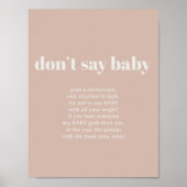 Roze zandsteen typografie baby shower spel poster (Voorkant)