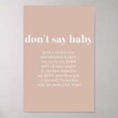 Roze zandsteen typografie baby shower spel poster (Voorkant)