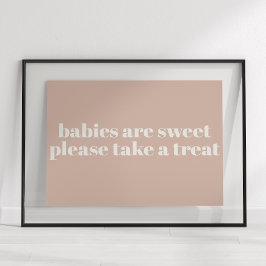 Roze zandsteen typografie cadeautje voor babyfeest poster