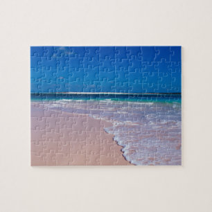 Roze zandstrand bij Conch Bay, Cat Island, Legpuzzel