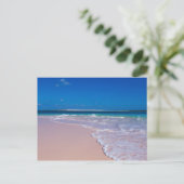 Roze zandstrand op Conch Bay, Cat Island Briefkaart (Staand voorkant)