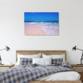 Roze zandstrand op Conch Bay, Cat Island Canvas Afdruk (Insitu (Slaapkamer))