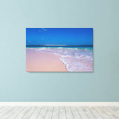 Roze zandstrand op Conch Bay, Cat Island Canvas Afdruk (Insitu (Houten vloer))