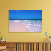 Roze zandstrand op Conch Bay, Cat Island Canvas Afdruk (Insitu (Woonkamer))