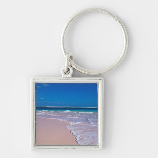 Roze zandstrand op Conch Bay, Cat Island Sleutelhanger (Voorkant)