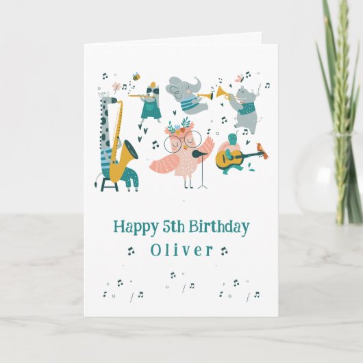 Roze zangvogel met dierenband kaart (Voorkant)