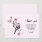 Roze zangvogels op een boomtak bedankkaart (Voorkant / Achterkant)