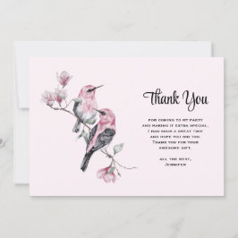 Roze zangvogels op een boomtak bedankkaart