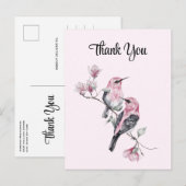 Roze zangvogels op een boomtak Dank u Briefkaart (Voorkant / Achterkant)