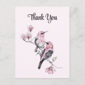 Roze zangvogels op een boomtak Dank u Briefkaart (Voorkant)