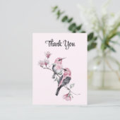Roze zangvogels op een boomtak Dank u Briefkaart (Staand voorkant)