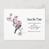 Roze zangvogels op een boomtak Save the Date Uitnodiging Briefkaart (Voorkant)