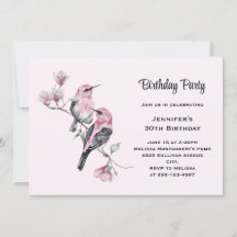 Roze zangvogels op een boomtak Verjaardag