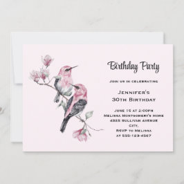 Roze zangvogels op een boomtak Verjaardag Kaart