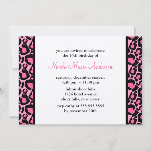 Roze zassy Leopard print Birthday Kaart (Voorkant)