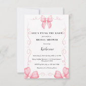 Roze Ze bindt de knoop coquette vrijgezellenfeest Kaart (Voorkant)