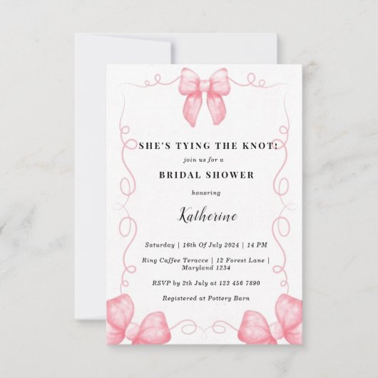 Roze Ze bindt de knoop coquette vrijgezellenfeest Kaart (Voorkant)