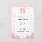 Roze Ze bindt de knoop coquette vrijgezellenfeest Kaart (Voorkant / Achterkant)