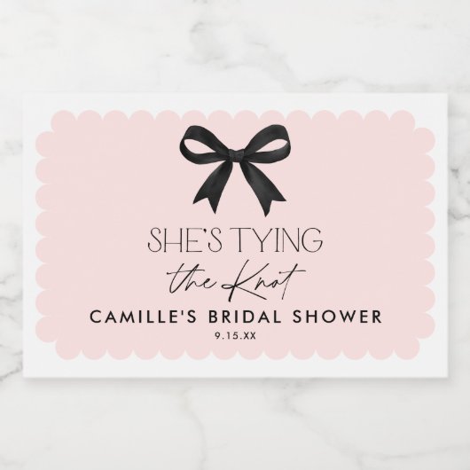 Roze Ze bindt de knoop door Sparkling Wijnetiket (Enkel label)