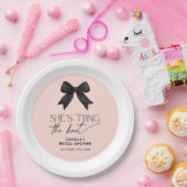 Roze Ze bindt de knoop strik bruiloft Papieren Bordje (Feest)