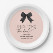 Roze Ze bindt de knoop strik bruiloft Papieren Bordje (Voorkant)