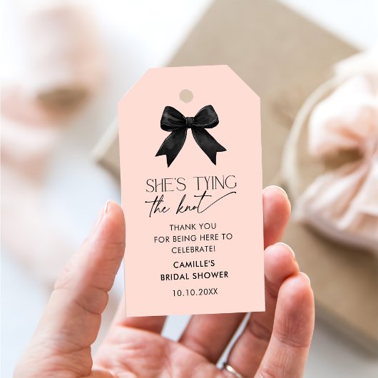 Roze Ze bindt het Vrijgezellenfeest van de Knoopbo Cadeaulabel