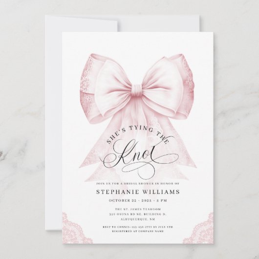 Roze Ze is de knoop Vrijgezellenfeest binden Kaart (Voorkant)