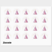 Roze, ze is een prinses kasteel ronde sticker (Vel)