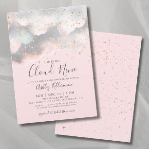 Roze Ze is in de wolken Baby Shower Kaart