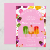 Roze Ze is klaar om Pop Popsicle Kaart (Voorkant / Achterkant)