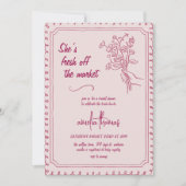 Roze Ze is van de markt Bruidsdouche Kaart (Voorkant)