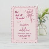 Roze Ze is van de markt Bruidsdouche Kaart (Staand voorkant)