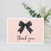 Roze ze knoopt de knoop bruidssalon  bedankkaart (Staand voorkant)