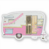 Roze Ze Shed Camper Trailer Sticker (Voorkant)
