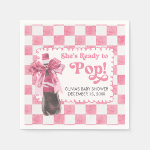 Roze Ze staat op het punt om te baren Baby Shower Servet
