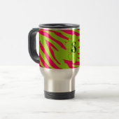 Roze Zebra 15 oz. Roestvrij staal Travel Mug Cup Reisbeker (Voorkant links)