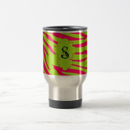 Roze Zebra 15 oz. Roestvrij staal Travel Mug Cup Reisbeker (Center)