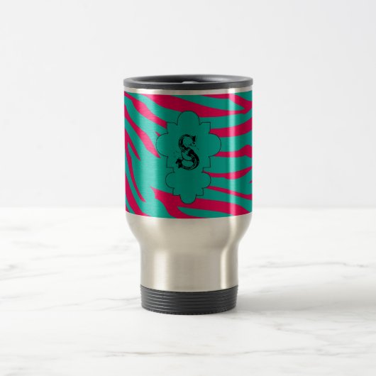 Roze Zebra 15 oz. Roestvrij staal Travel Mug Cup Reisbeker (Center)