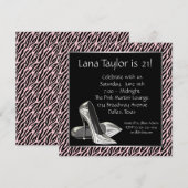 Roze Zebra 21ste verjaardag uitnodigingen (Voorkant / Achterkant)