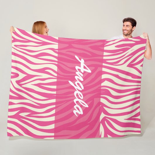 Roze Zebra Aangepast ventiel Warm Cozy Blanket Fleece Deken (In situ)